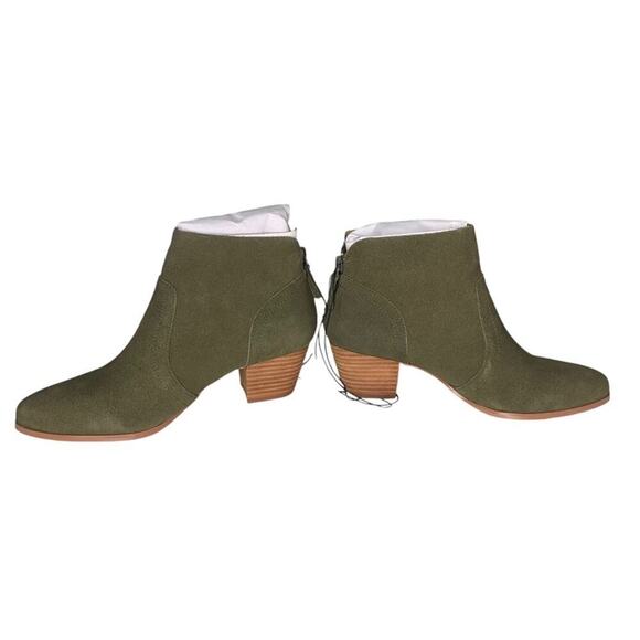 Violet & Red NWT Cupid Suede Boots Olive Green Back Zipper Size 8.5 - Picture 6 of 10